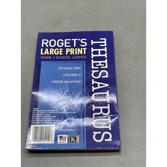 Thesaurus book Large print copyright 2014 Kappa books ENGLISH 194 PG READ - Picture 4 of 5